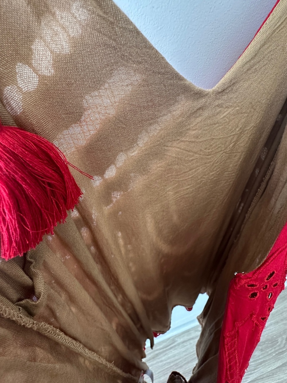 Free People Red Crochet Tie-Shoulder Tank - Picture 9 of 12